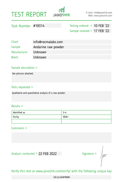 ANDARINE (S4) Powder, 1gr - Recma Labs